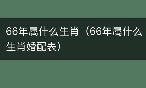 66年属什么生肖（66年属什么生肖婚配表）
