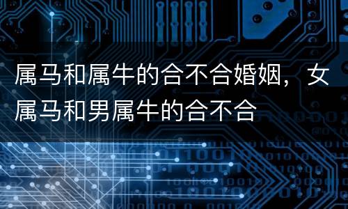 属马和属牛的合不合婚姻，女属马和男属牛的合不合