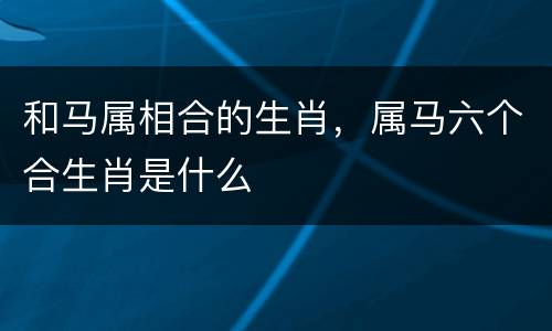 和马属相合的生肖，属马六个合生肖是什么