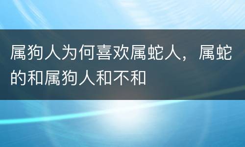 属狗人为何喜欢属蛇人，属蛇的和属狗人和不和