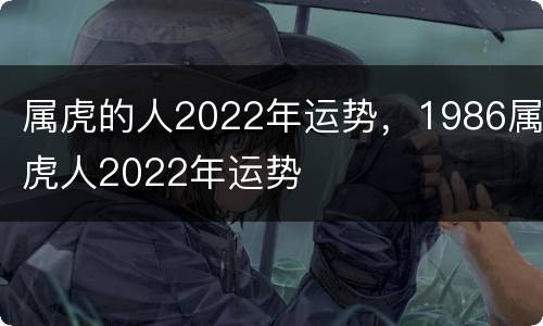 属虎的人2022年运势，1986属虎人2022年运势
