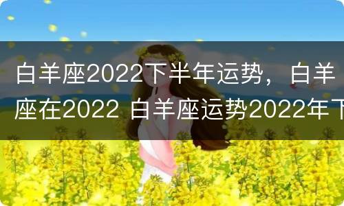 白羊座2022下半年运势，白羊座在2022 白羊座运势2022年下半年