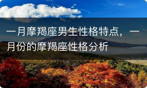 一月摩羯座男生性格特点，一月份的摩羯座性格分析