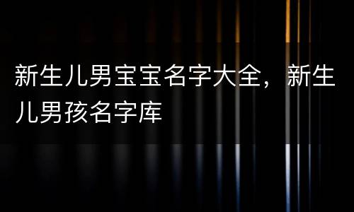 新生儿男宝宝名字大全，新生儿男孩名字库