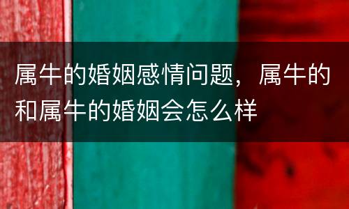 属牛的婚姻感情问题，属牛的和属牛的婚姻会怎么样