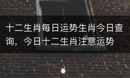 十二生肖每日运势生肖今日查询，今日十二生肖注意运势