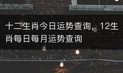 十二生肖今日运势查询，12生肖每日每月运势查询