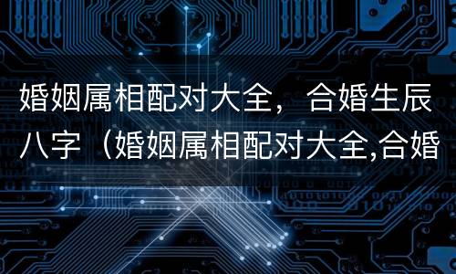 婚姻属相配对大全，合婚生辰八字（婚姻属相配对大全,合婚生辰八字怎么算）
