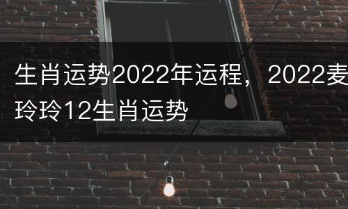 生肖运势2022年运程，2022麦玲玲12生肖运势