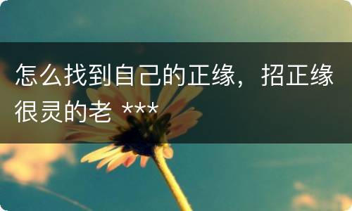 怎么找到自己的正缘，招正缘很灵的老 ***