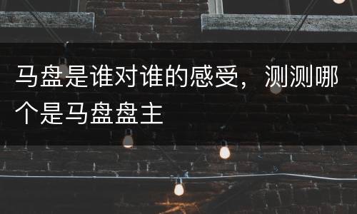 马盘是谁对谁的感受，测测哪个是马盘盘主