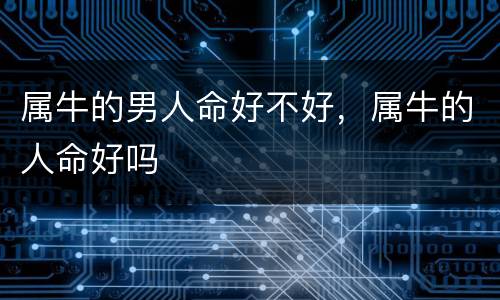 属牛的男人命好不好，属牛的人命好吗