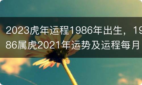 2023虎年运程1986年出生，1986属虎2021年运势及运程每月运程