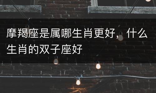 摩羯座是属哪生肖更好，什么生肖的双子座好