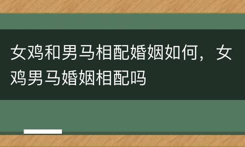 女鸡和男马相配婚姻如何，女鸡男马婚姻相配吗
