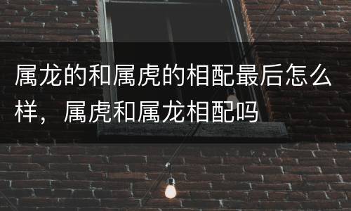 属龙的和属虎的相配最后怎么样，属虎和属龙相配吗