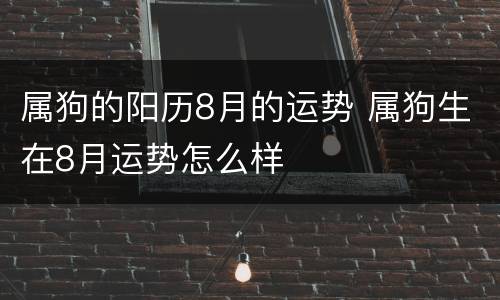属狗的阳历8月的运势 属狗生在8月运势怎么样