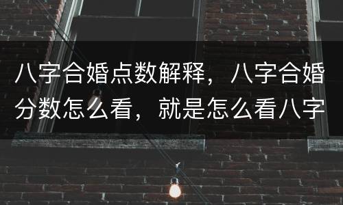 八字合婚点数解释，八字合婚分数怎么看，就是怎么看八字合婚的？？
