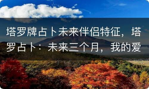 塔罗牌占卜未来伴侣特征，塔罗占卜：未来三个月，我的爱情会出现怎样的变化