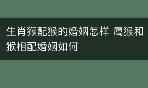 生肖猴配猴的婚姻怎样 属猴和猴相配婚姻如何