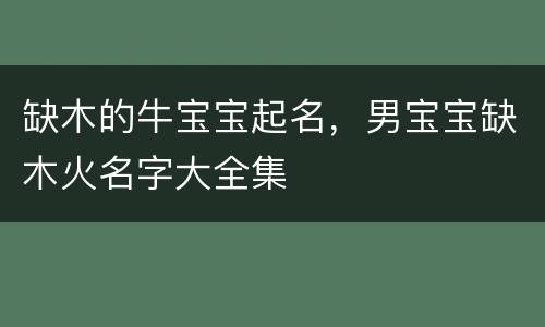 缺木的牛宝宝起名，男宝宝缺木火名字大全集