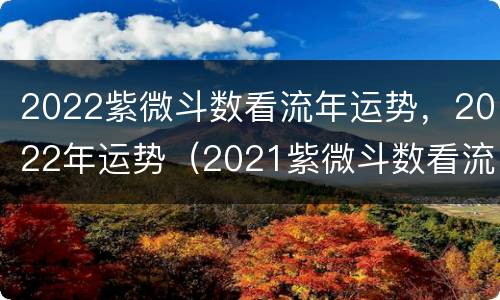 2022紫微斗数看流年运势，2022年运势（2021紫微斗数看流年运势）