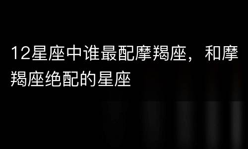 12星座中谁最配摩羯座，和摩羯座绝配的星座