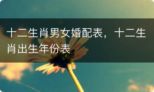 十二生肖男女婚配表，十二生肖出生年份表