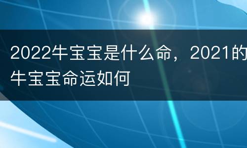 2022牛宝宝是什么命，2021的牛宝宝命运如何