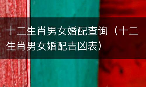 十二生肖男女婚配查询（十二生肖男女婚配吉凶表）