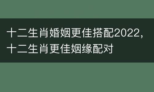 十二生肖婚姻更佳搭配2022，十二生肖更佳姻缘配对