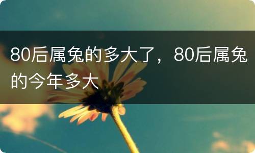 80后属兔的多大了，80后属兔的今年多大