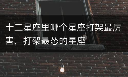 十二星座里哪个星座打架最厉害，打架最怂的星座