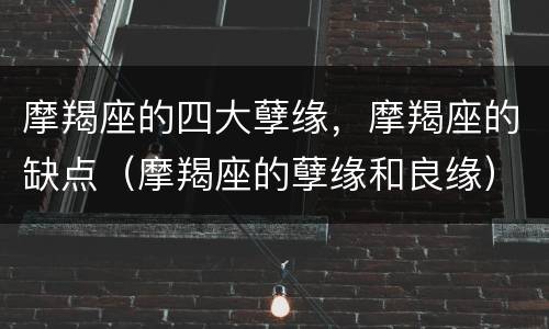 摩羯座的四大孽缘，摩羯座的缺点（摩羯座的孽缘和良缘）