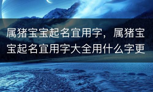 属猪宝宝起名宜用字，属猪宝宝起名宜用字大全用什么字更好