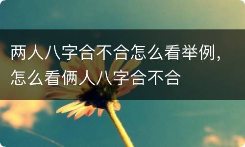 两人八字合不合怎么看举例，怎么看俩人八字合不合