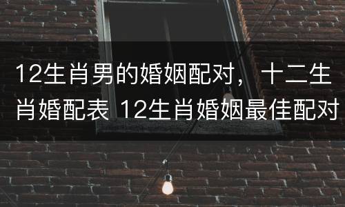 12生肖男的婚姻配对，十二生肖婚配表 12生肖婚姻最佳配对男