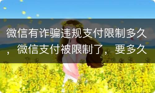 微信有诈骗违规支付限制多久，微信支付被限制了，要多久后会自动解除呢？