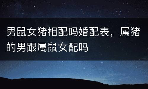 男鼠女猪相配吗婚配表，属猪的男跟属鼠女配吗