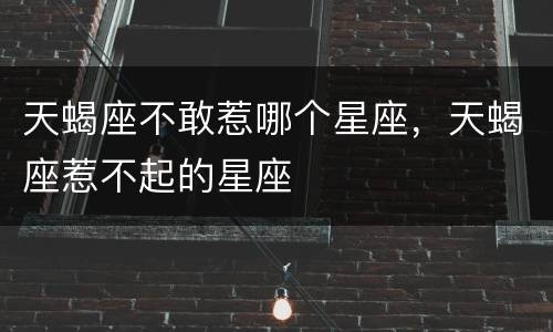 天蝎座不敢惹哪个星座，天蝎座惹不起的星座