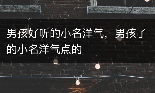 男孩好听的小名洋气，男孩子的小名洋气点的