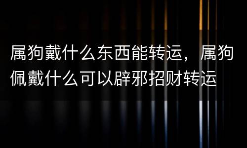 属狗戴什么东西能转运，属狗佩戴什么可以辟邪招财转运