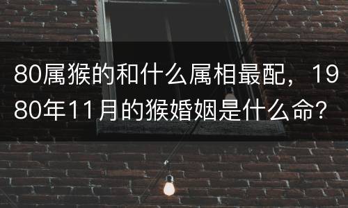 80属猴的和什么属相最配，1980年11月的猴婚姻是什么命？