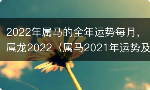 2022年属马的全年运势每月，属龙2022（属马2021年运势及运程详解属龙）