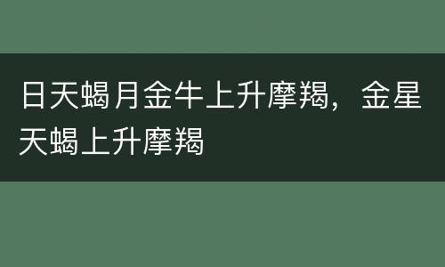 日天蝎月金牛上升摩羯，金星天蝎上升摩羯