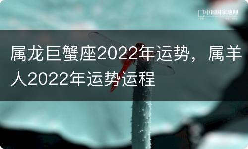 属龙巨蟹座2022年运势，属羊人2022年运势运程