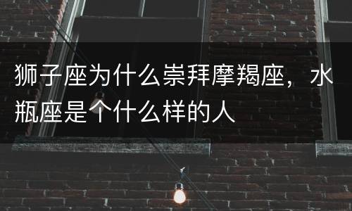 狮子座为什么崇拜摩羯座，水瓶座是个什么样的人