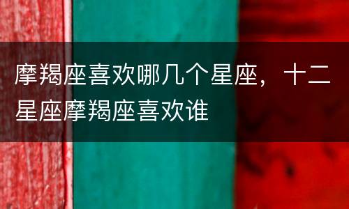摩羯座喜欢哪几个星座，十二星座摩羯座喜欢谁