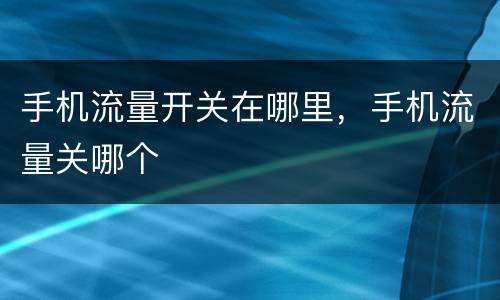 手机流量开关在哪里，手机流量关哪个
