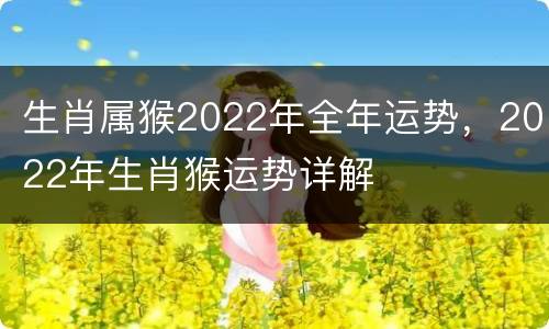 生肖属猴2022年全年运势，2022年生肖猴运势详解